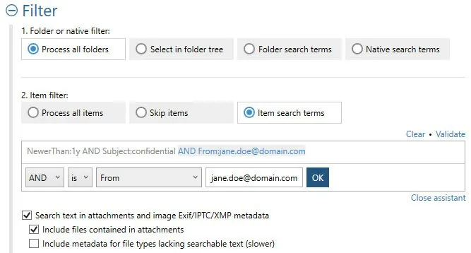Les filtres de dossier et de contenu d’Aid4Mail