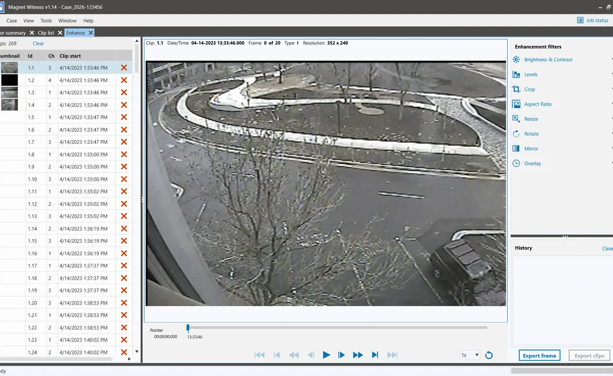L’espace d’amélioration de Magnet Witness et son panneau de filtres