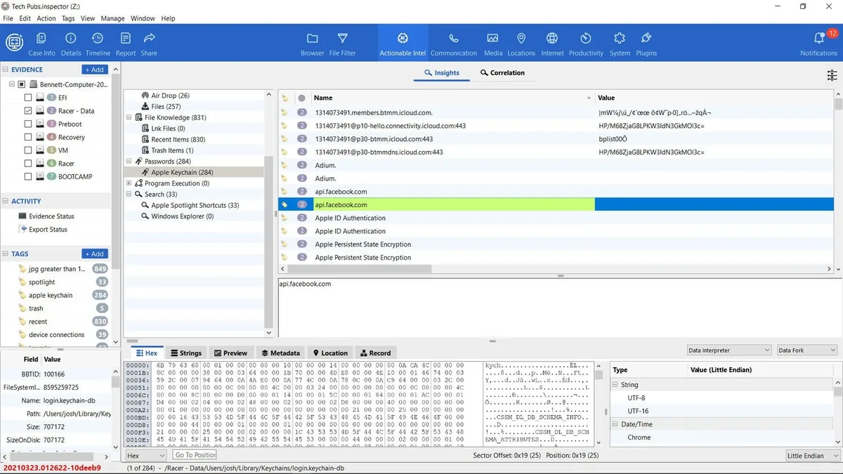 L’analyse des artefacts d’un Mac dans Cellebrite Inspector