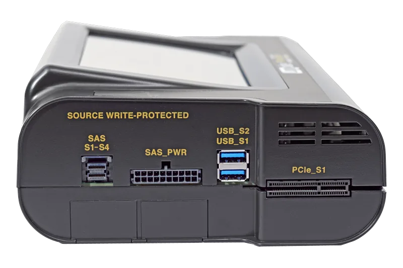 Le côté source du Falcon-NEO2, ports SAS S1 à S4 protégés en écriture, USB_S1, USB_S2 et PCIe_S1