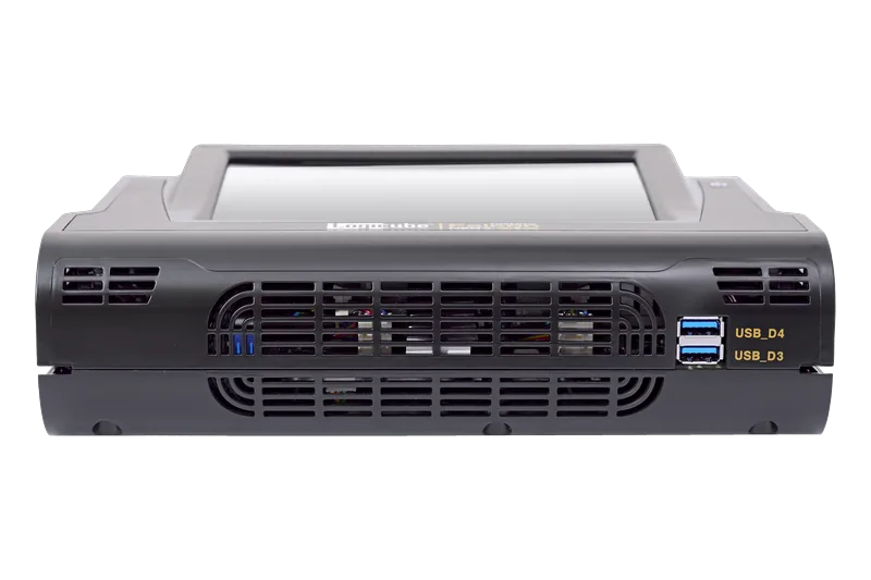 Le Falcon-NEO2 vu de dessus et de l’arrière, poignée encastrée et ports USB_D3 et USB_D4