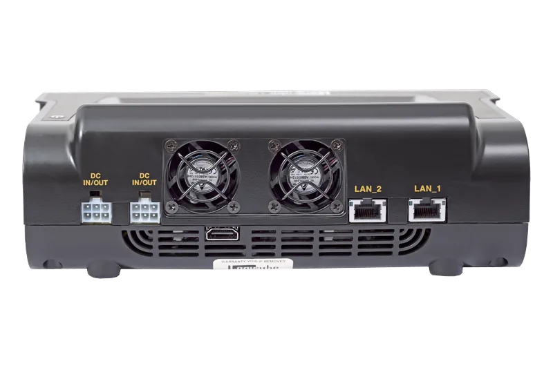 La face arrière du Falcon-NEO2, deux ventilateurs, port HDMI et ports réseau LAN_1 et LAN_2