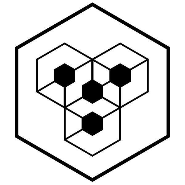 Pictogramme de l’offre pour l’organisation : quatre hexagones pleins dans un contour