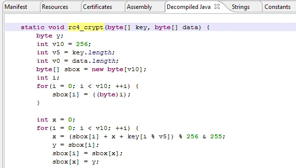 Du code Java décompilé dans JEB Pro, onglet Decompiled Java