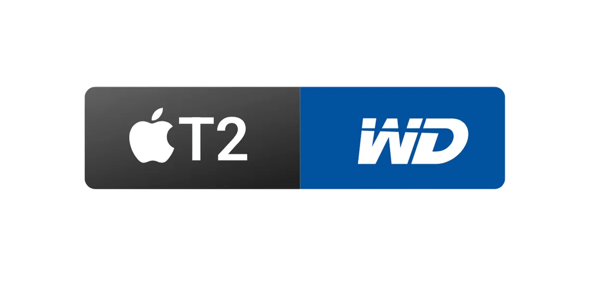 Puce Apple T2 et logo Western Digital