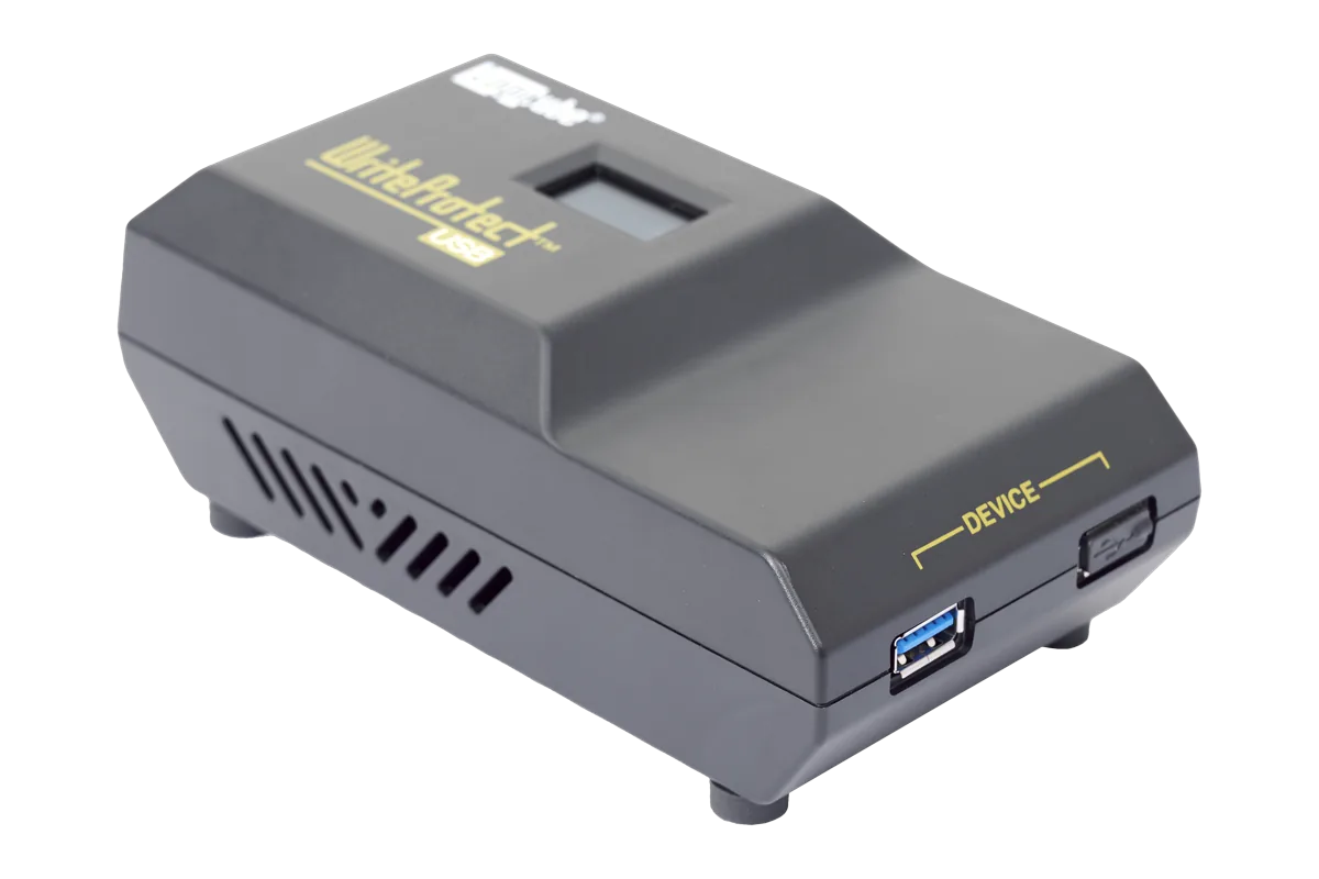 Le WriteProtect-USB de trois quarts arrière, côté périphérique protégé en écriture