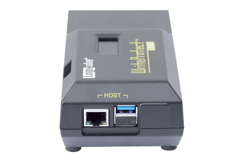La face hôte du WriteProtect-USB, port Ethernet Gigabit et port USB 3.0
