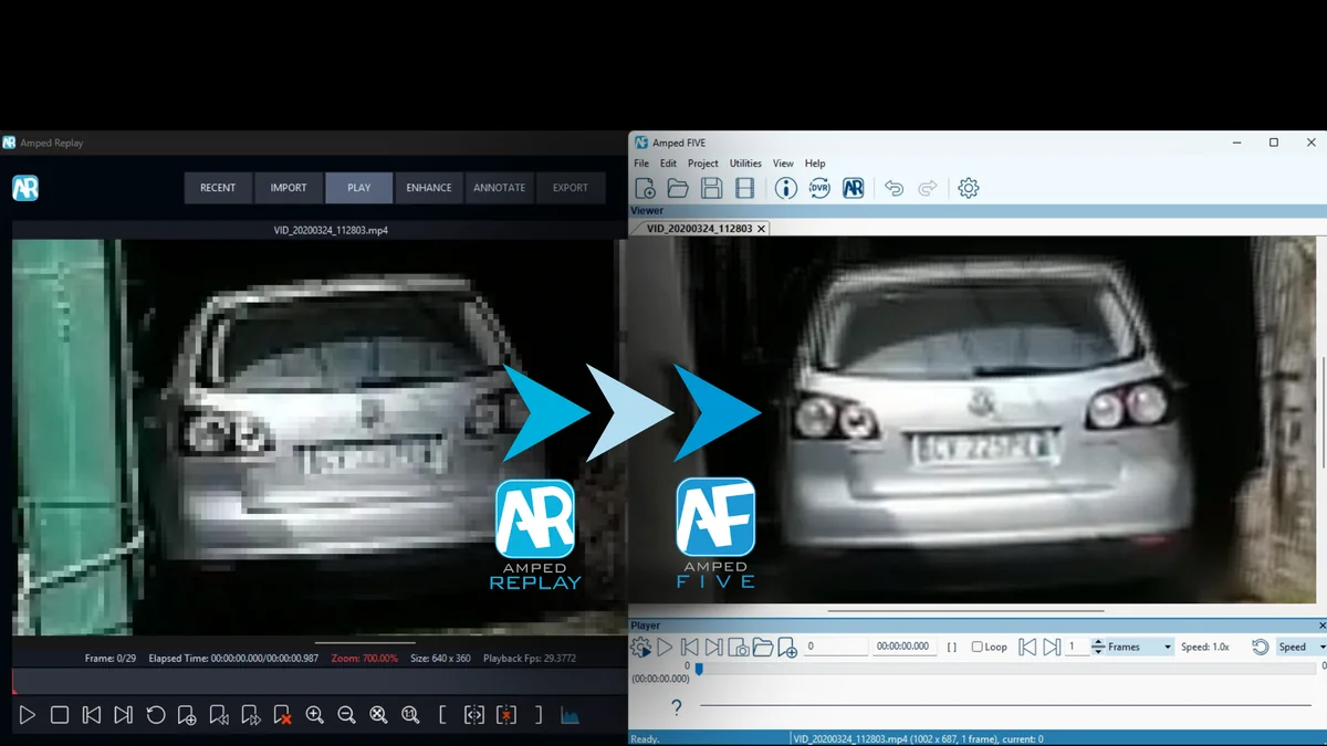 Le même projet ouvert dans Amped Replay puis dans Amped FIVE