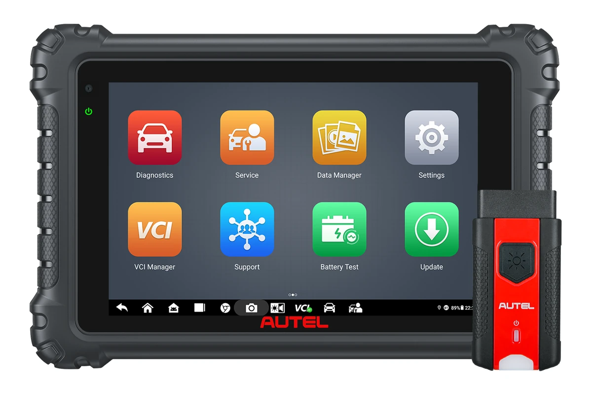 La tablette de diagnostic Autel MaxiSys MS906 Pro et son interface véhicule MaxiVCI rouge