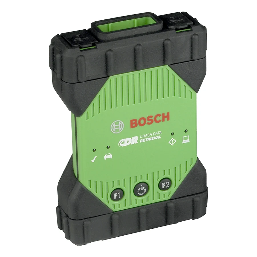 Le boîtier d’interface Bosch CDR 900, vert et noir, ses touches et ses voyants en façade