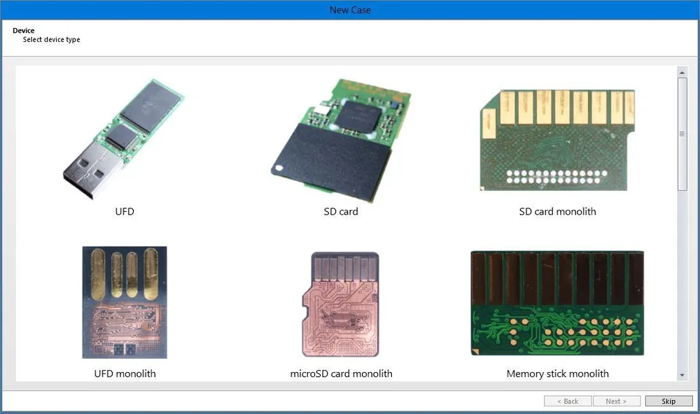 Le logiciel VNR à l’ouverture d’une affaire : le choix du type d’appareil, clé USB, carte SD ou monolithe